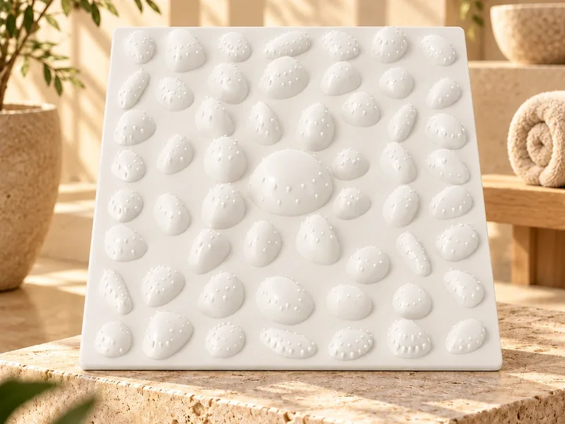 Acu Flex acupressure plate on a stone plinth in a sunlit room