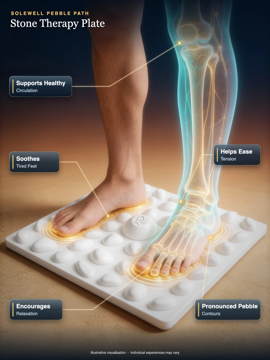 Pebble Path reflexology stone plate, product illustration