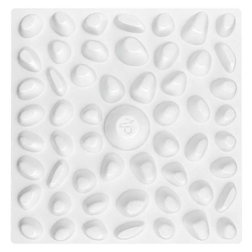 Pebble Path reflexology stone plate, top view, white