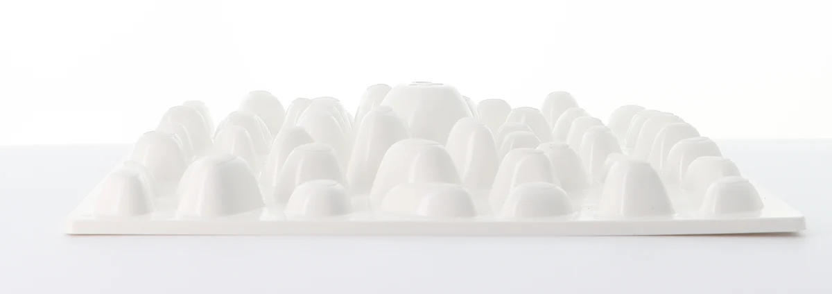 Pebble Path reflexology stone plate, side profile, white