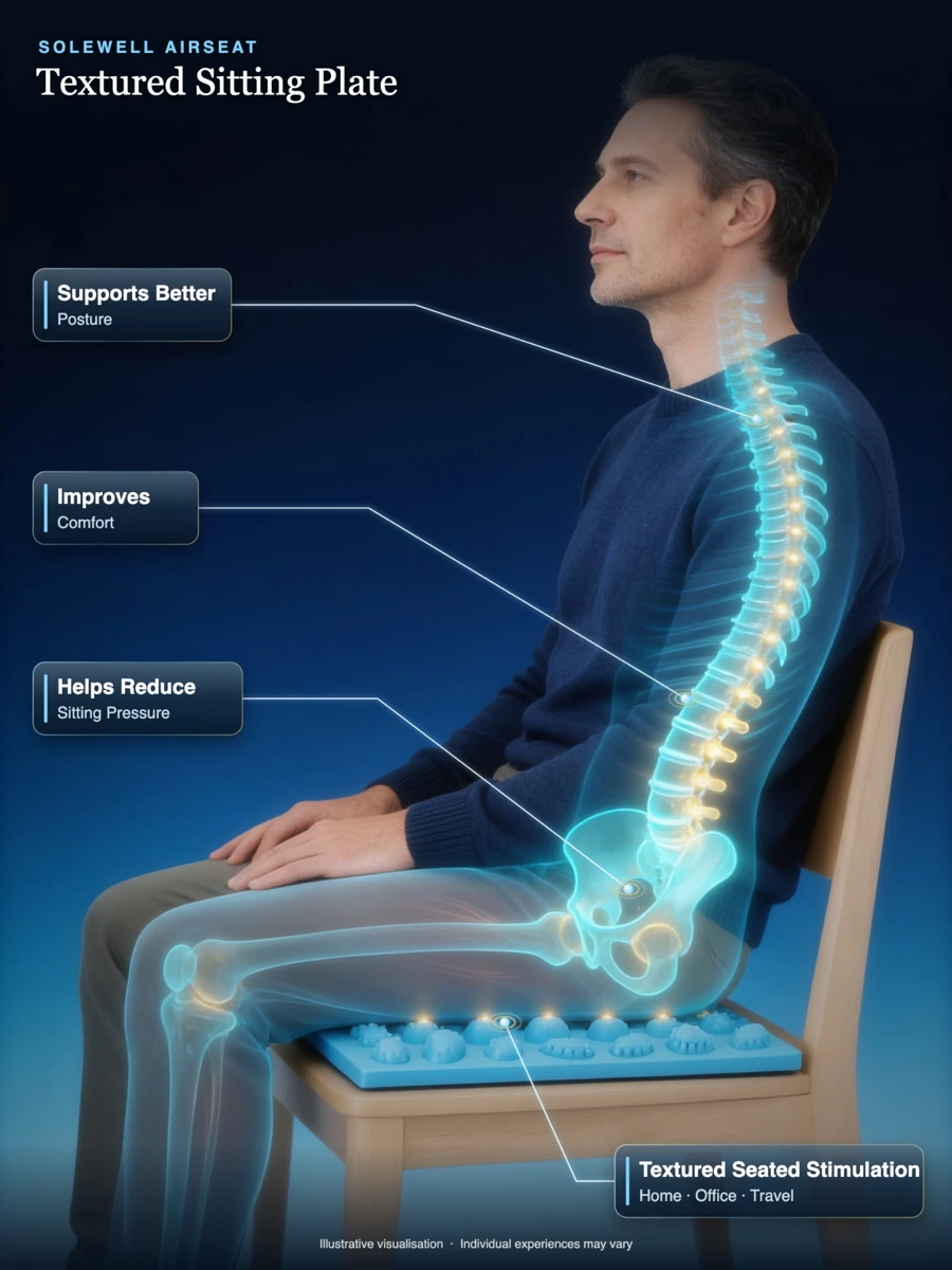 AirSeat seated acupressure plate, product illustration