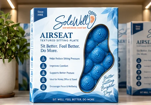 AirSeat · original blue box concept — original manufacturer-approved packaging artwork