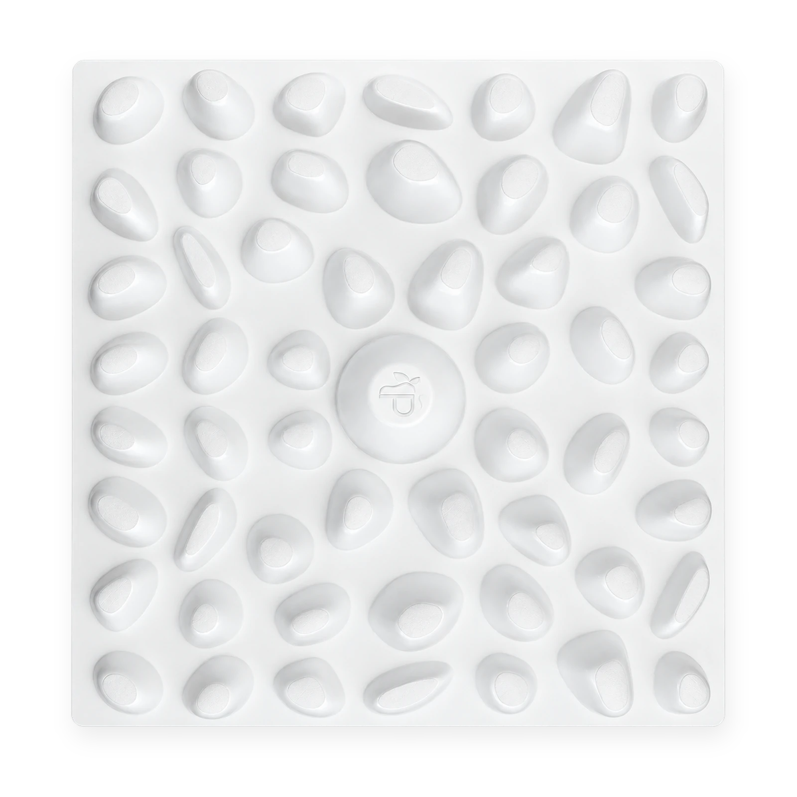 Pebble Path acupressure stone plate, top view, white